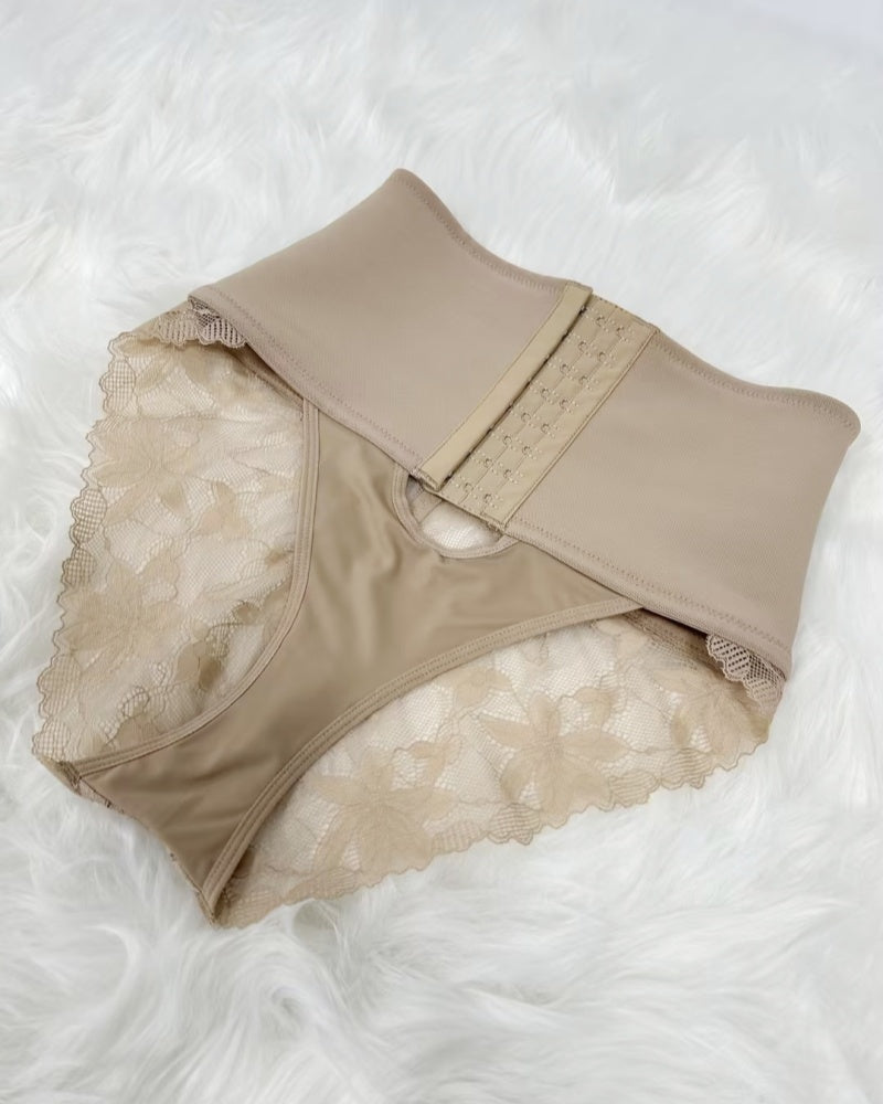 Shapshe® Front-opening Shapewear with Lace Trimmed Tummy Control Panty