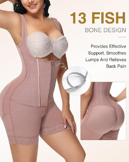 Shapshe® High compression Front Zipper Mid Thigh Shapewear