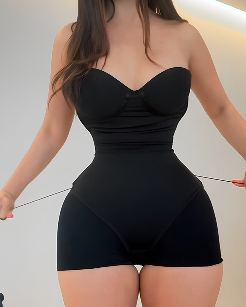 Shapshe® Sexy Back Lace-up Thong Seamless Skinny Bodysuit