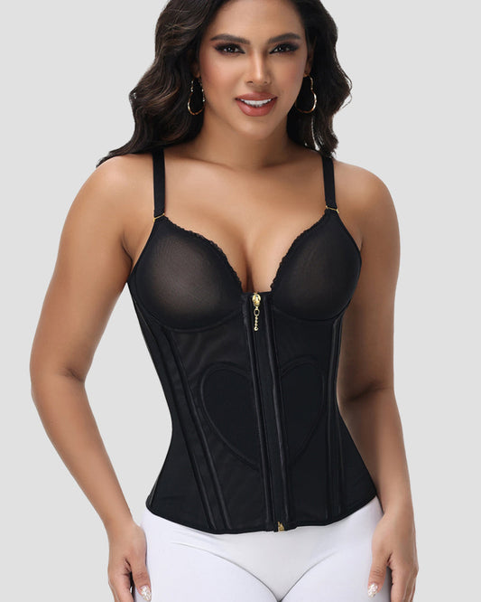 Shapshe® Fajas Colombianas Love Pattern Corset Top Zipper Waist Trainer