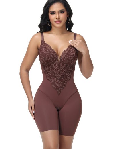 Shapshe® Lace Plunge Backless Bodysuit Shapewear