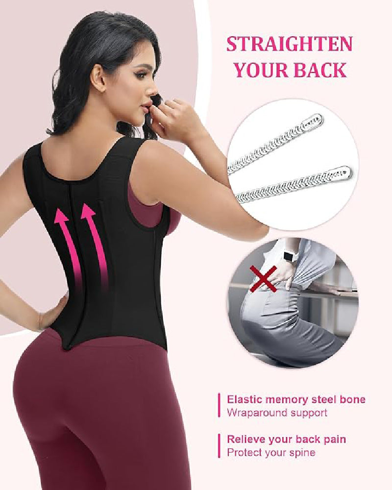Shapshe® Waist Trainer for Women Body Shaper Corset Vest Tank Top with Steel Bones