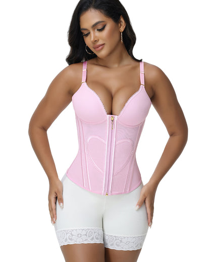 Shapshe® Fajas Colombianas Love Pattern Corset Top Zipper Waist Trainer