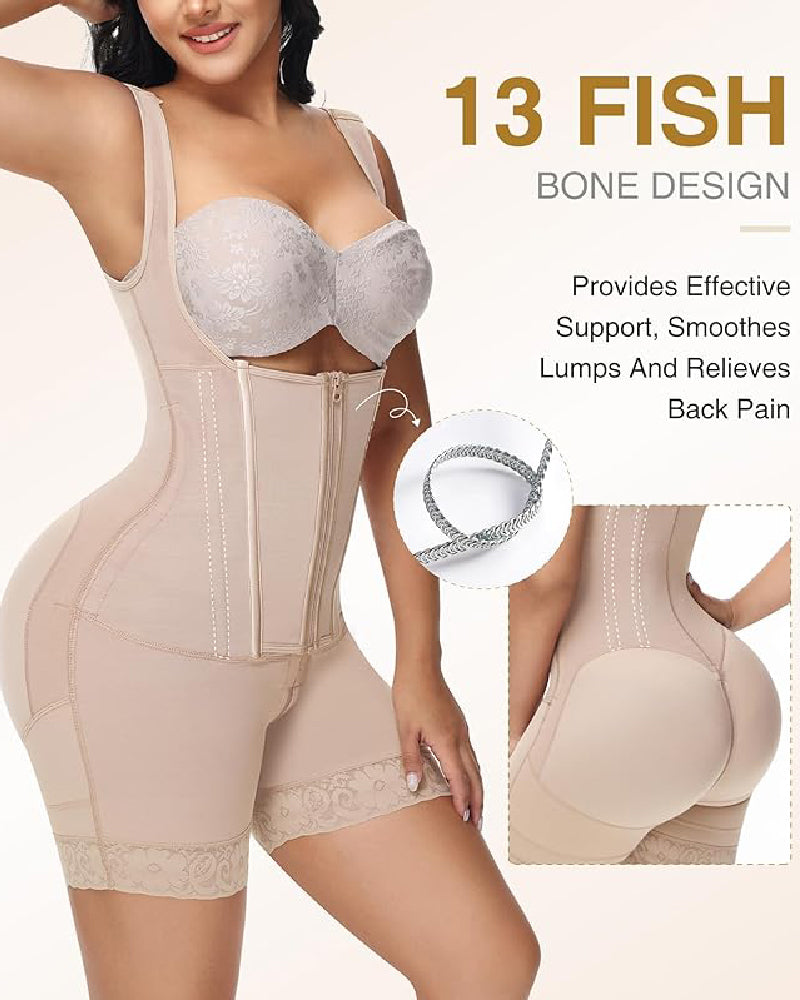 Shapshe® High compression Front Zipper Mid Thigh Shapewear