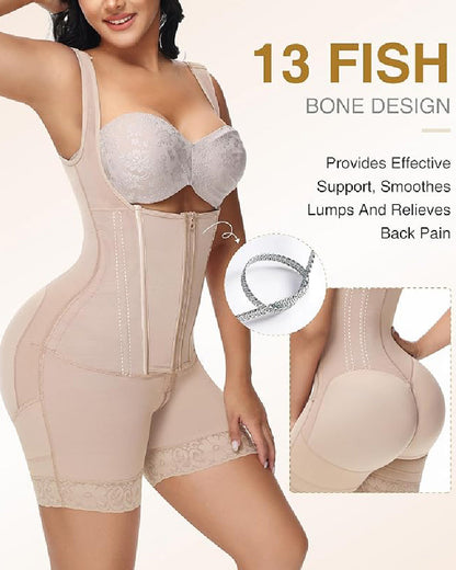 Shapshe® High compression Front Zipper Mid Thigh Shapewear