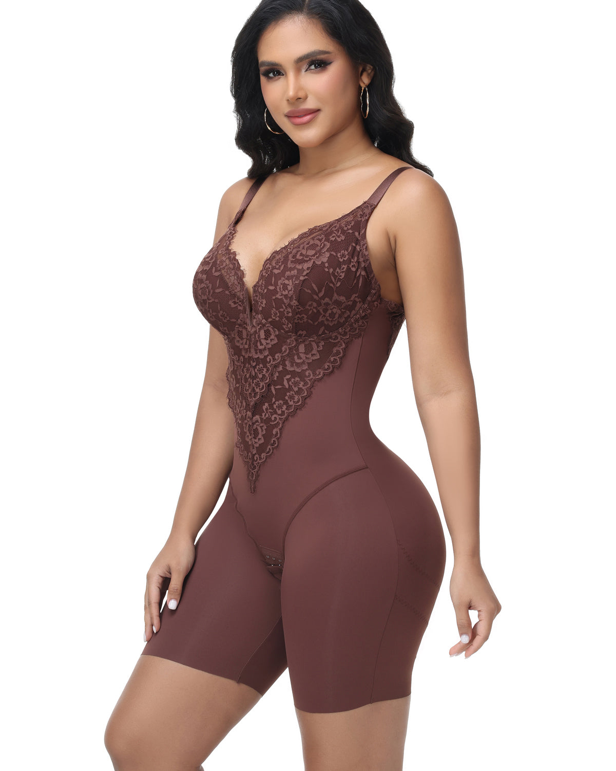 Shapshe® Lace Plunge Backless Bodysuit Shapewear