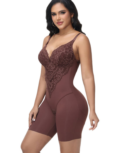 Shapshe® Lace Plunge Backless Bodysuit Shapewear