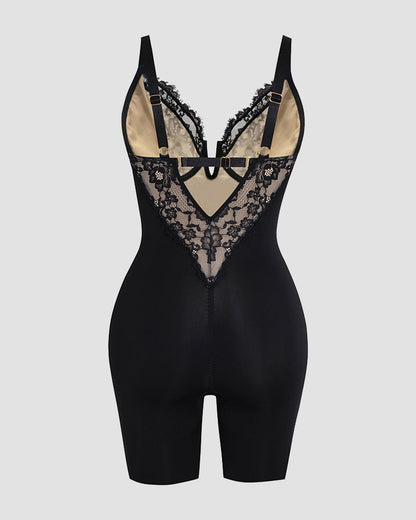 Shapshe® Lace Plunge Backless Bodysuit Shapewear