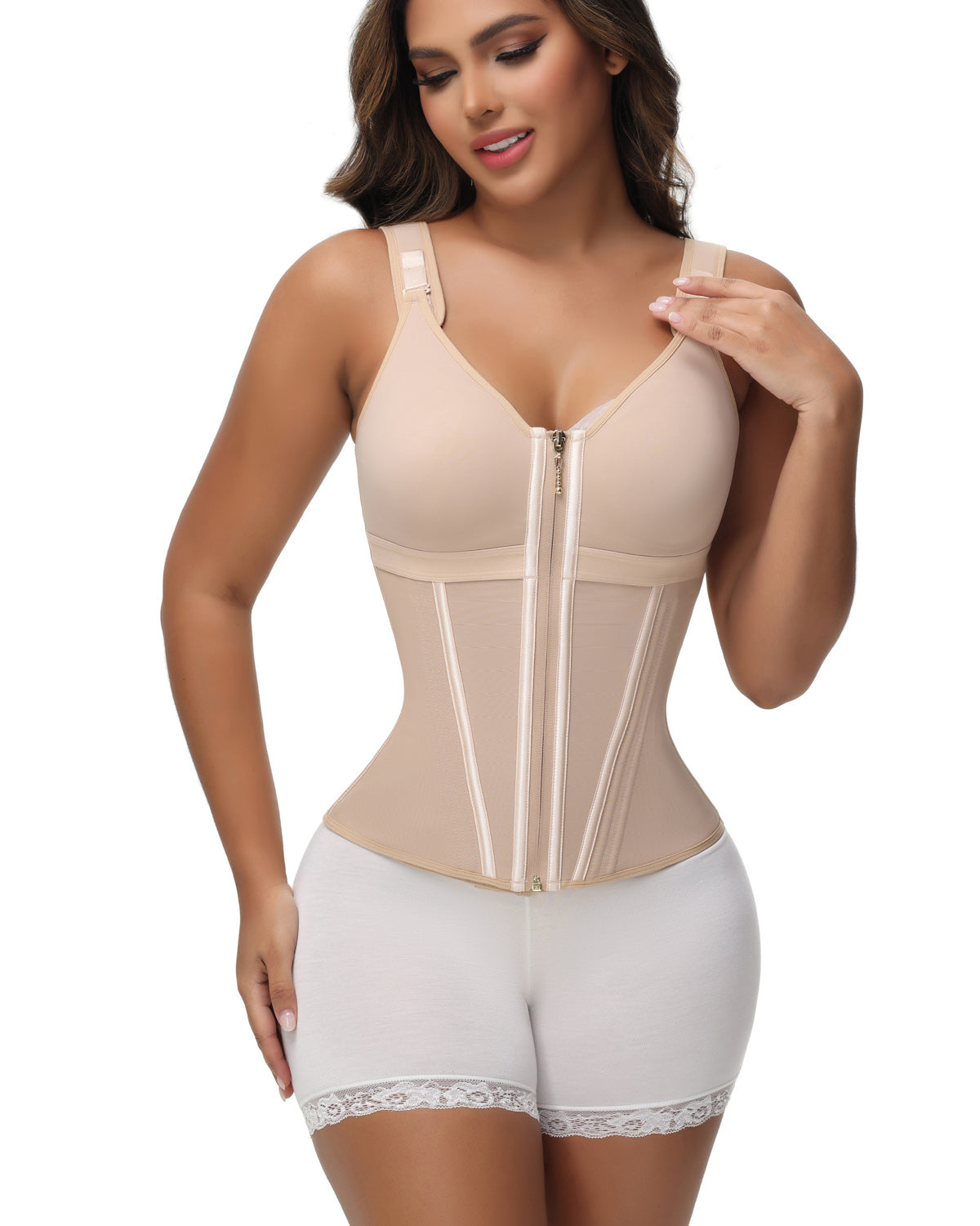 Shapshe® Fajas Colombianas Zip Front Steel Bone Tummy Control Waist Trainer