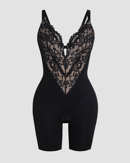 Shapshe® Lace Plunge Backless Bodysuit Shapewear