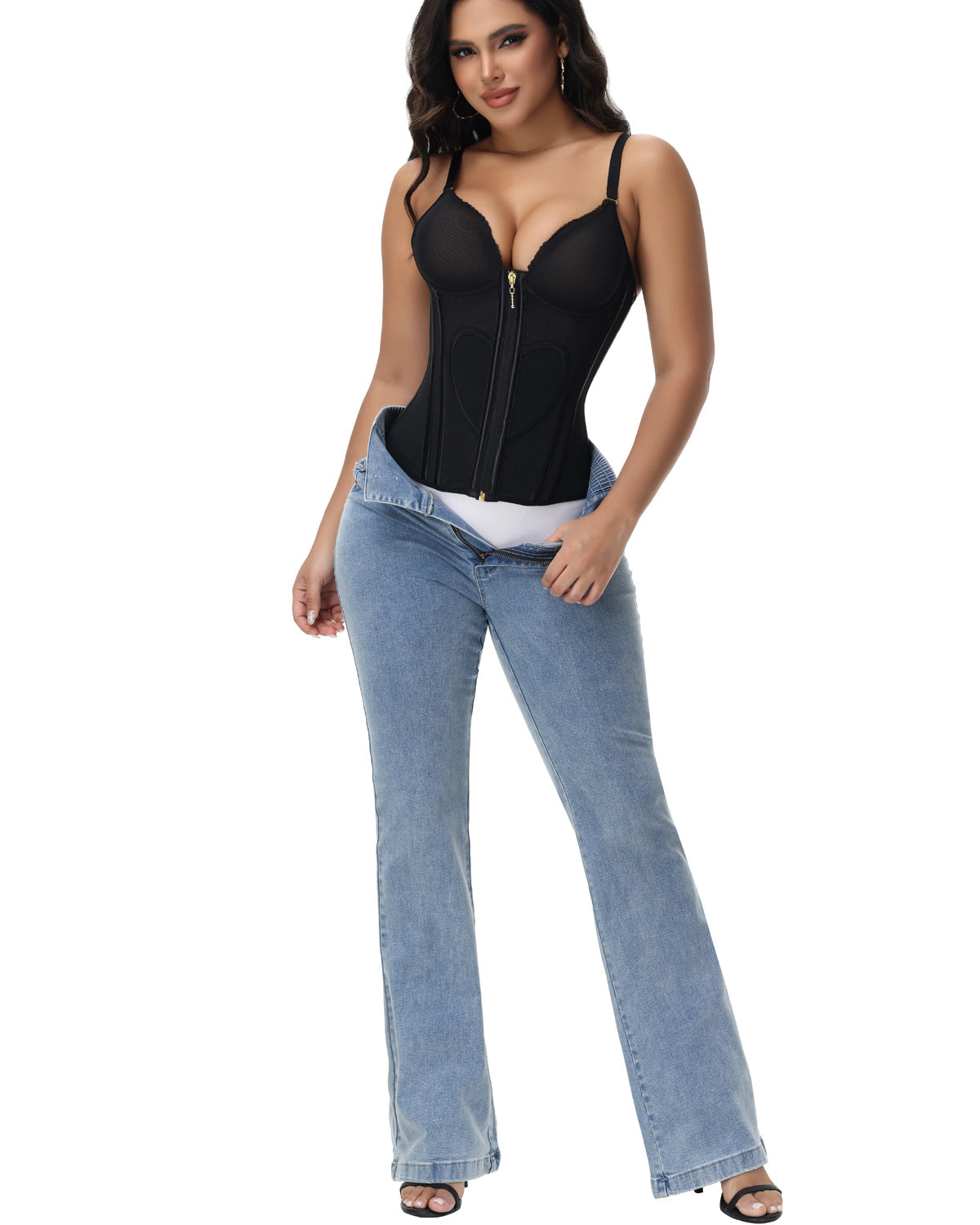 Shapshe® Fajas Colombianas Love Pattern Corset Top Zipper Waist Trainer