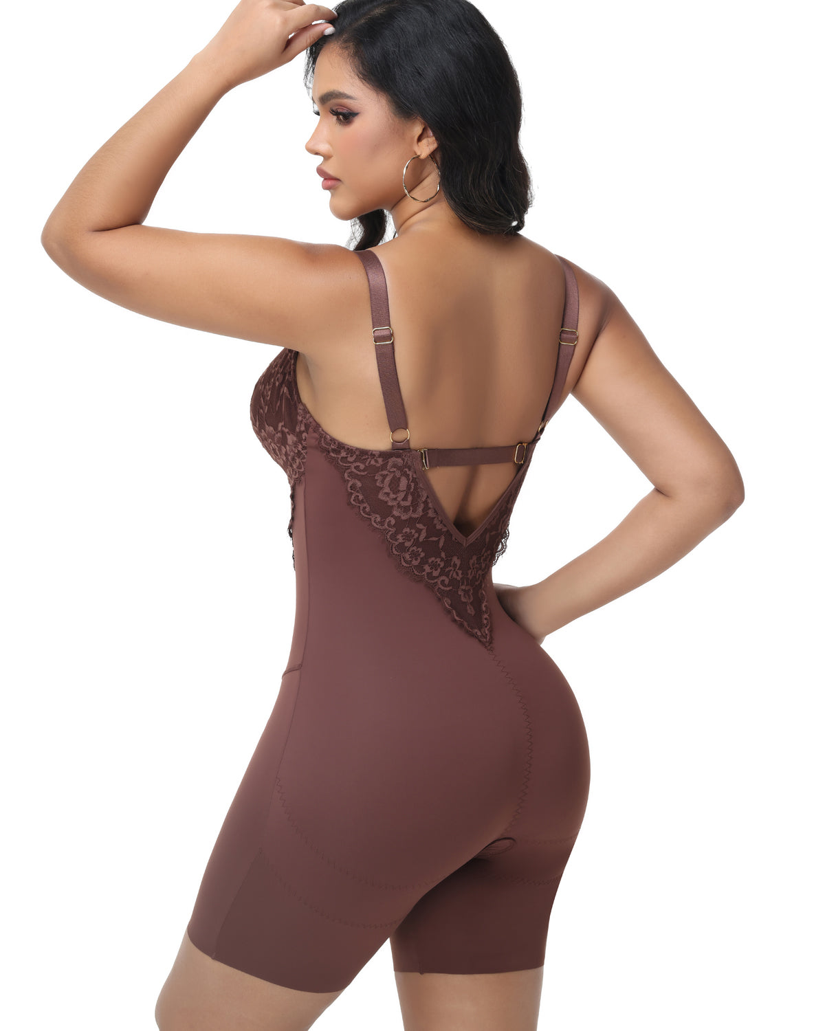 Shapshe® Lace Plunge Backless Bodysuit Shapewear