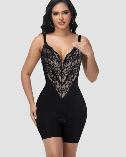Shapshe® Lace Plunge Backless Bodysuit Shapewear