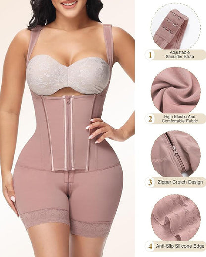Shapshe® High compression Front Zipper Mid Thigh Shapewear