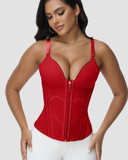 Shapshe® Fajas Colombianas Love Pattern Corset Top Zipper Waist Trainer