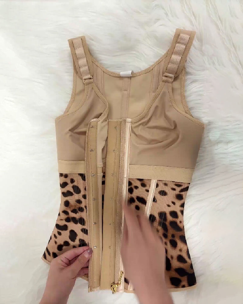 Shapshe® Women's Boned Latex Zipper Corset Tummy Control Body Shaper Vest With Bra