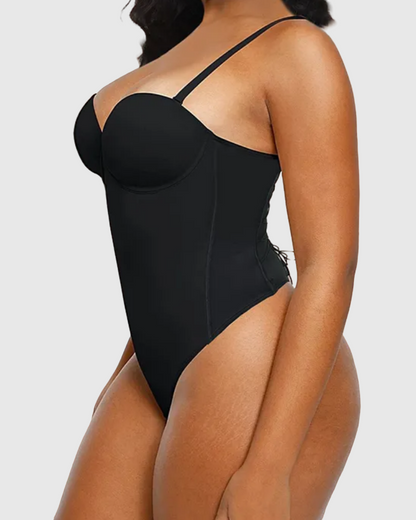 Shapshe® Sexy Back Lace-up Thong Seamless Skinny Bodysuit