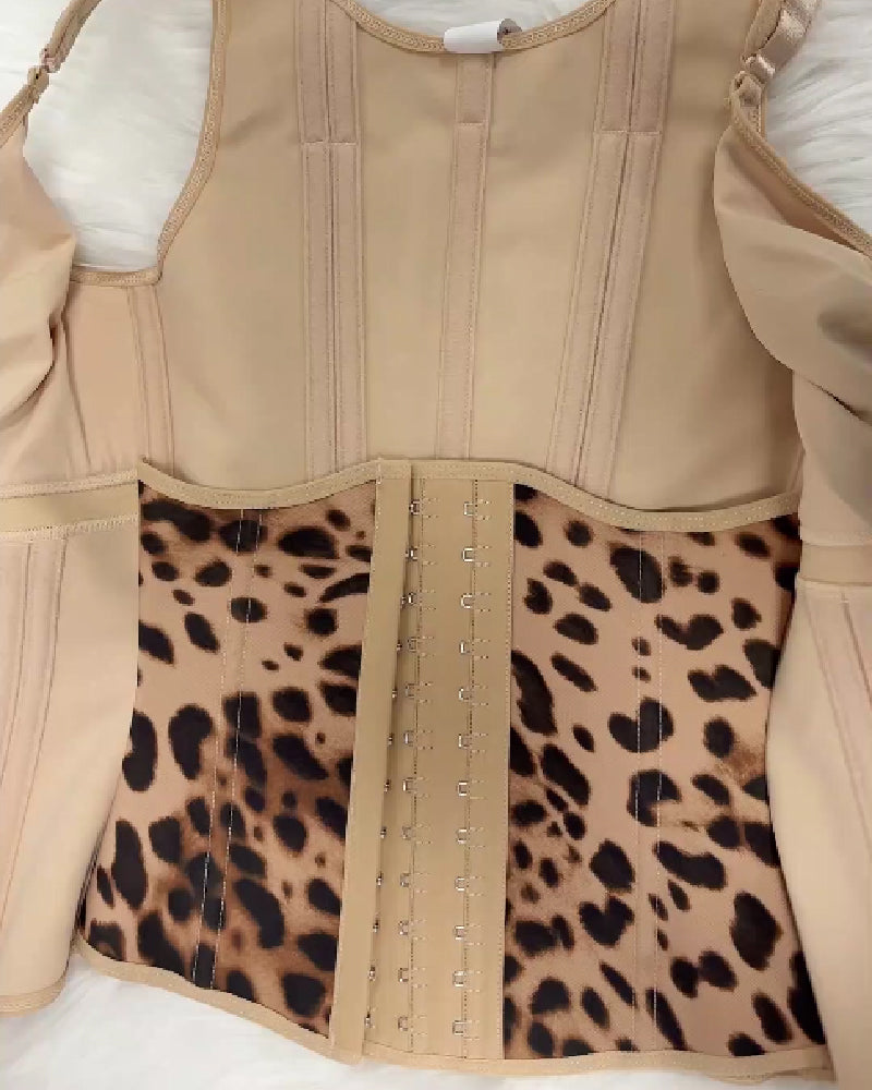 Shapshe® Women's Boned Latex Zipper Corset Tummy Control Body Shaper Vest With Bra