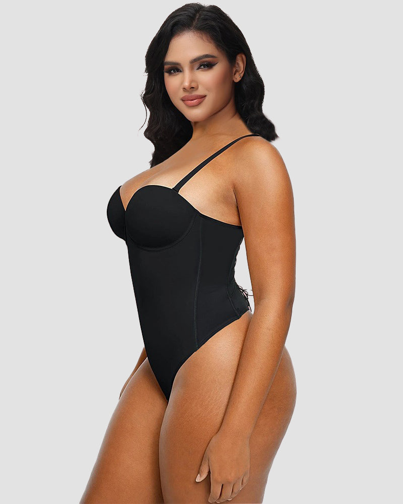 Shapshe® Sexy Back Lace-up Thong Seamless Skinny Bodysuit