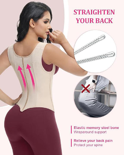 Shapshe® Waist Trainer for Women Body Shaper Corset Vest Tank Top with Steel Bones