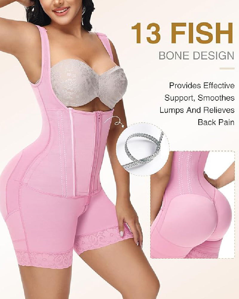 Shapshe® High compression Front Zipper Mid Thigh Shapewear