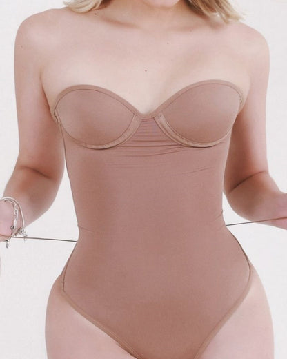 Shapshe® Sexy Back Lace-up Thong Seamless Skinny Bodysuit