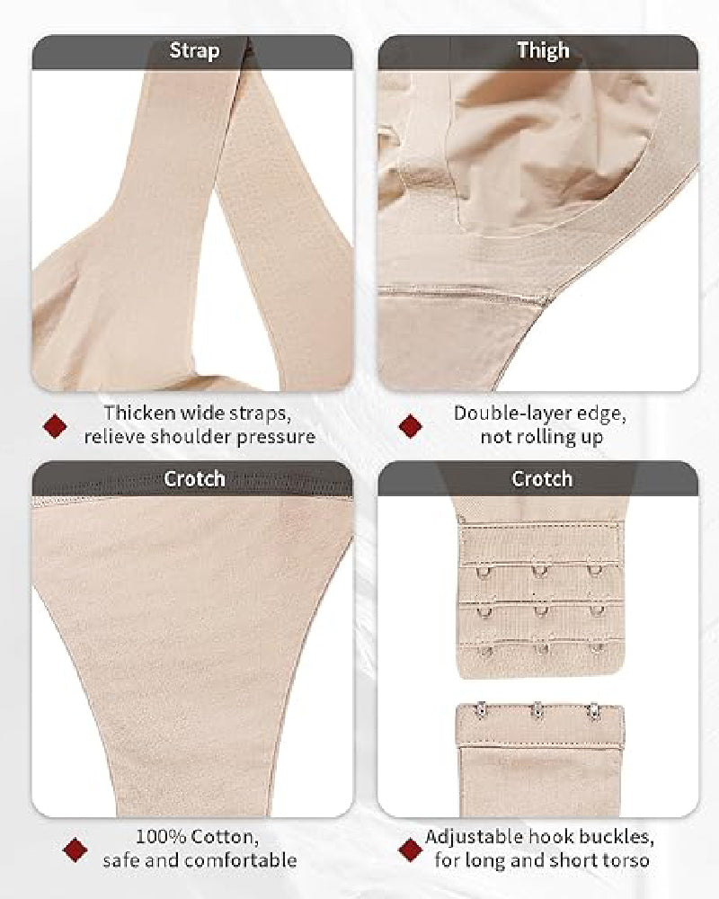 Shapshe® Women's Tummy Control Seamless Ice Silk Summer Bodysuit Compression V Neck Body Shaper