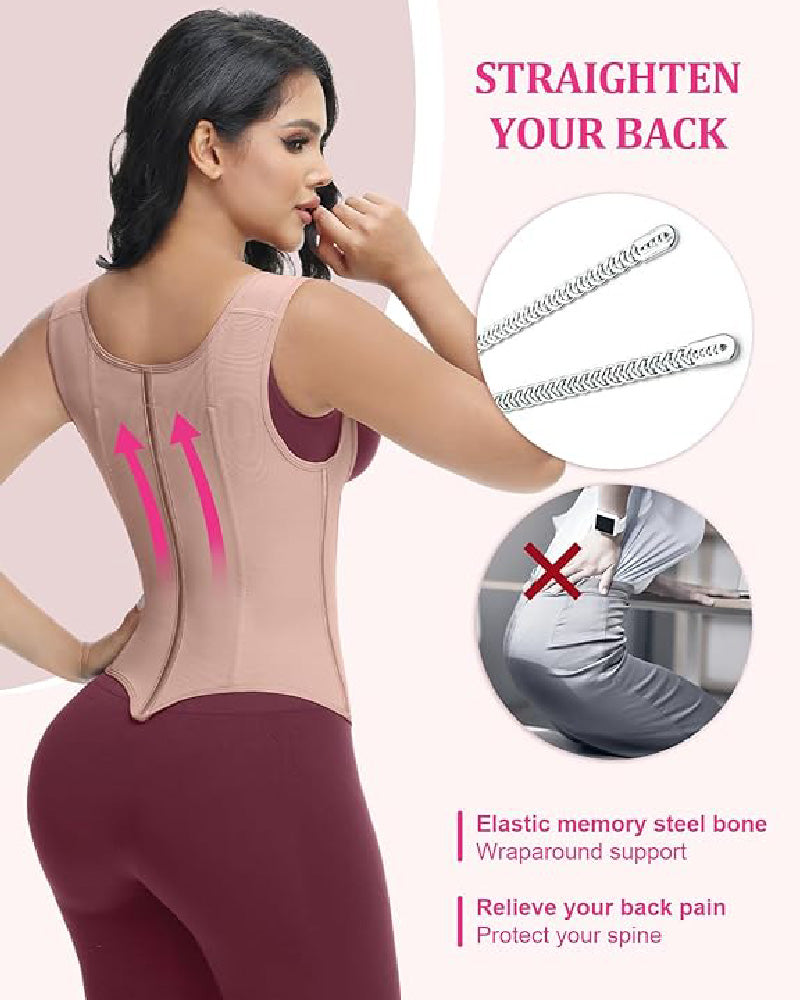 Shapshe® Waist Trainer for Women Body Shaper Corset Vest Tank Top with Steel Bones