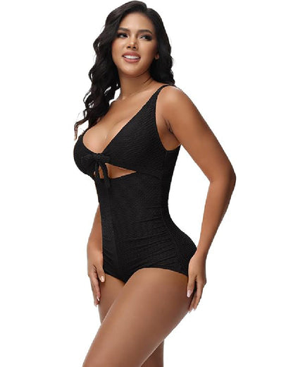 Shapshe® Women's Tummy Control Swimsuit Cutout Tie Knot Front Push Up Shapewear Bathing Suit