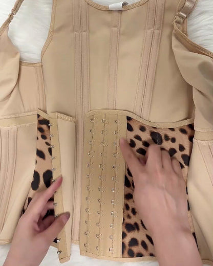 Shapshe® Women's Boned Latex Zipper Corset Tummy Control Body Shaper Vest With Bra