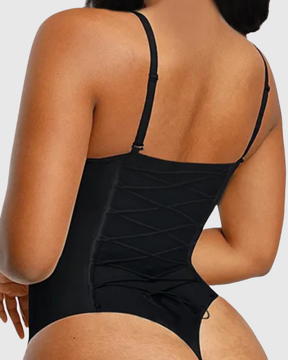Shapshe® Sexy Back Lace-up Thong Seamless Skinny Bodysuit