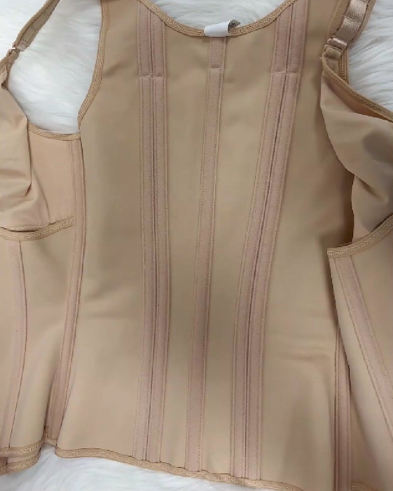 Shapshe® Women's Boned Latex Zipper Corset Tummy Control Body Shaper Vest With Bra