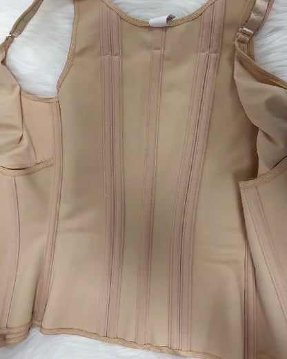 Shapshe® Women's Boned Latex Zipper Corset Tummy Control Body Shaper Vest With Bra