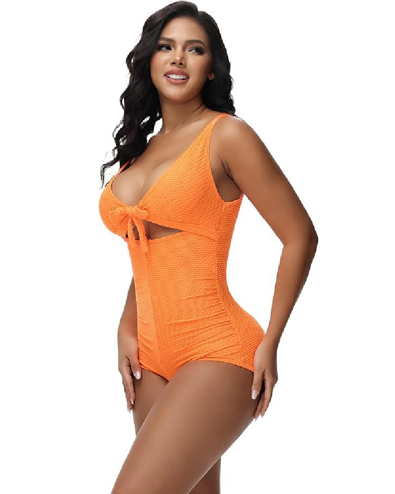 Shapshe® Women's Tummy Control Swimsuit Cutout Tie Knot Front Push Up Shapewear Bathing Suit