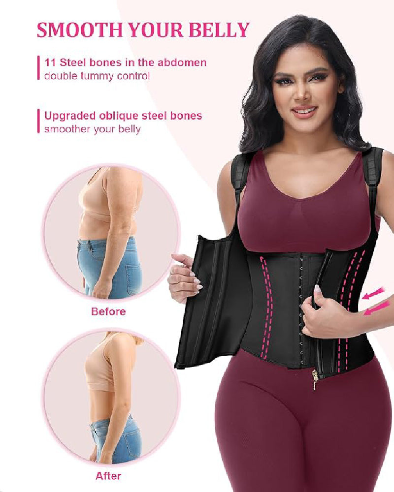 Shapshe® Waist Trainer for Women Body Shaper Corset Vest Tank Top with Steel Bones