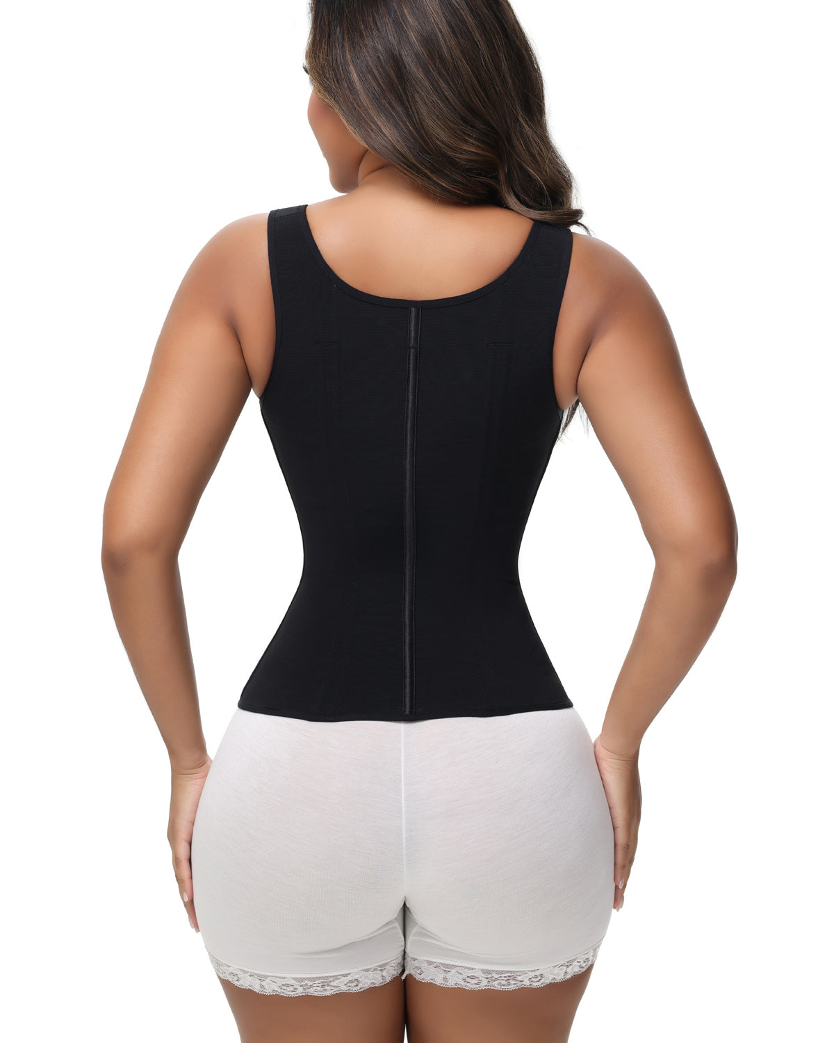 Shapshe® Women's Boned Latex Zipper Corset Tummy Control Body Shaper Vest With Bra