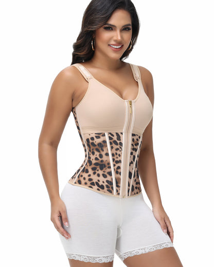 Shapshe® Women's Boned Latex Zipper Corset Tummy Control Body Shaper Vest With Bra