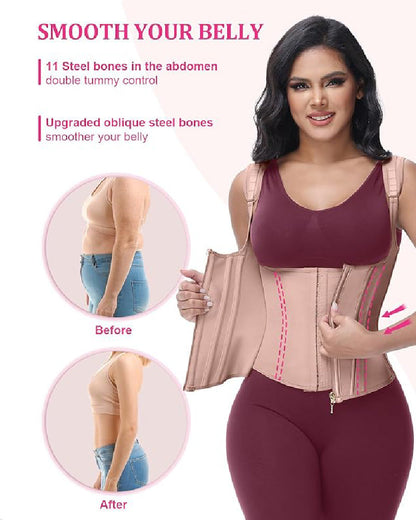 Shapshe® Waist Trainer for Women Body Shaper Corset Vest Tank Top with Steel Bones