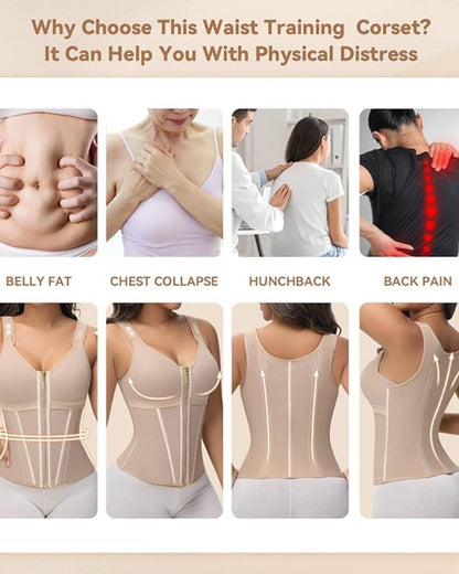 Shapshe® Women's Boned Latex Zipper Corset Tummy Control Body Shaper Vest With Bra