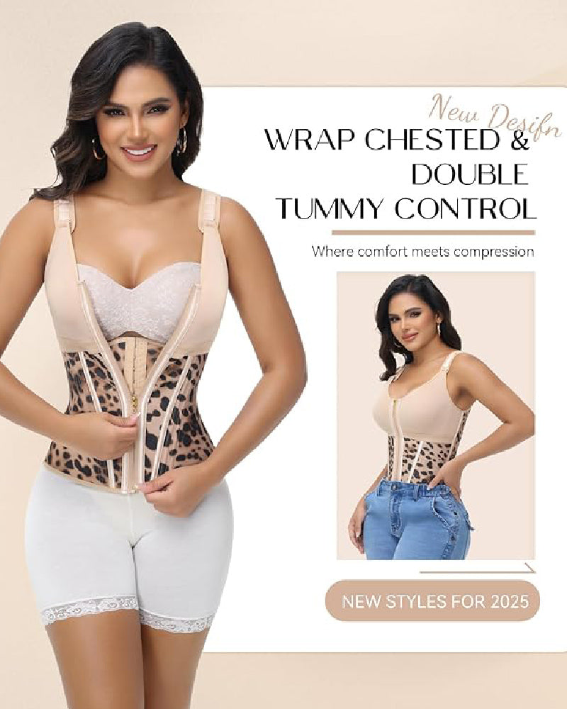 Shapshe® Women's Boned Latex Zipper Corset Tummy Control Body Shaper Vest With Bra