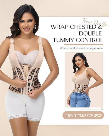 Shapshe® Women's Boned Latex Zipper Corset Tummy Control Body Shaper Vest With Bra