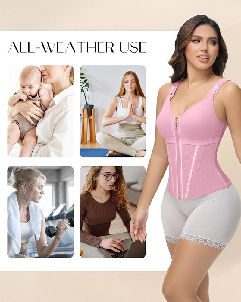 Shapshe® Fajas Colombianas Zip Front Steel Bone Tummy Control Waist Trainer