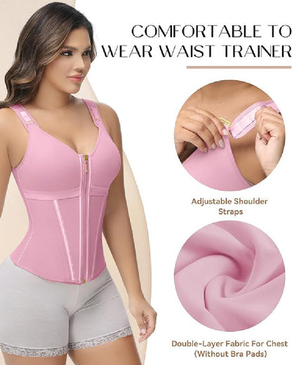 Shapshe® Fajas Colombianas Zip Front Steel Bone Tummy Control Waist Trainer