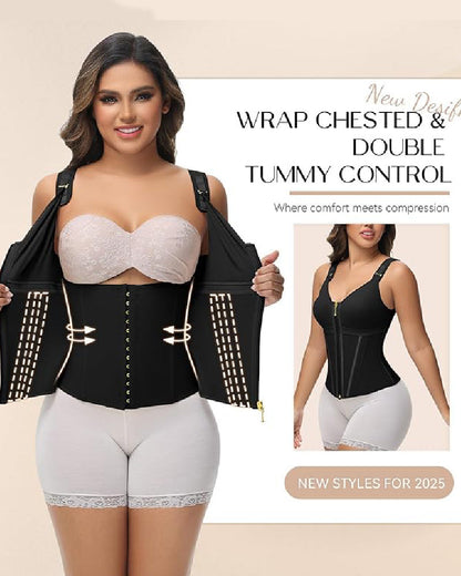 Shapshe® Women's Boned Latex Zipper Corset Tummy Control Body Shaper Vest With Bra