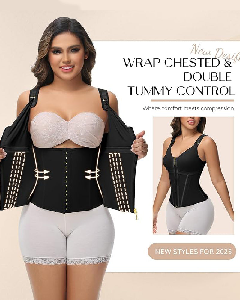 Shapshe® Fajas Colombianas Zip Front Steel Bone Tummy Control Waist Trainer