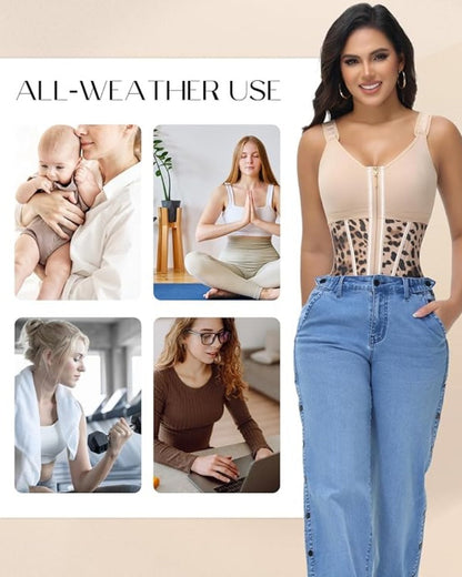 Shapshe® Fajas Colombianas Zip Front Steel Bone Tummy Control Waist Trainer