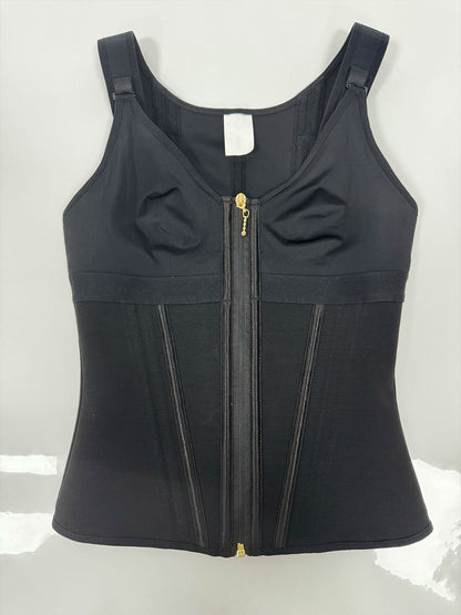 Shapshe® Women's Boned Latex Zipper Corset Tummy Control Body Shaper Vest With Bra