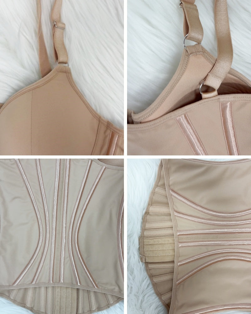 Fajas Colombianas Lace Trimmed Underwire Corset Tummy Control Waist Trainer