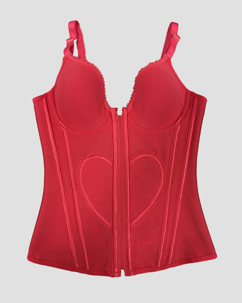 Shapshe® Fajas Colombianas Love Pattern Corset Top Zipper Waist Trainer