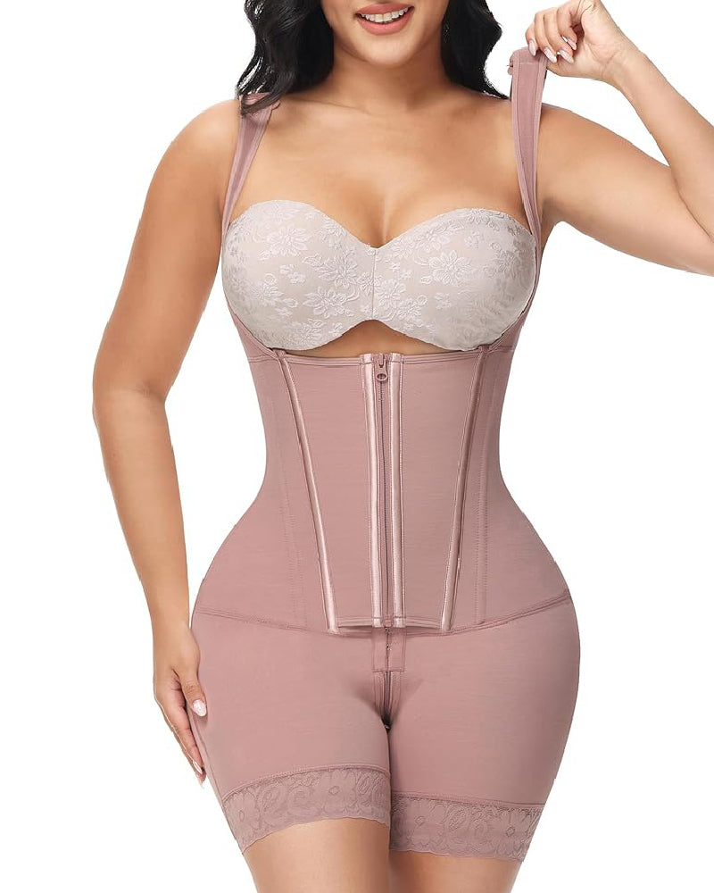 Shapshe® High compression Front Zipper Mid Thigh Shapewear